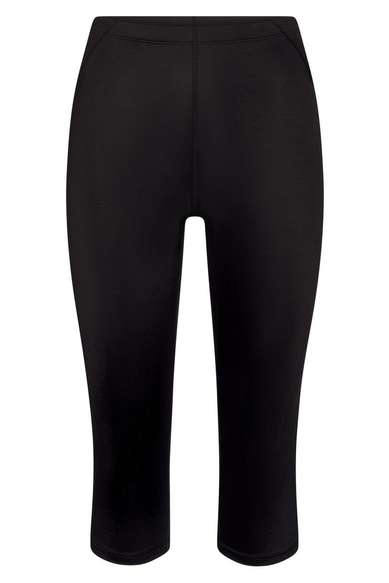 Shine Drawcord Capri Leggings, Alternate, color, NSKM OBSIDIAN