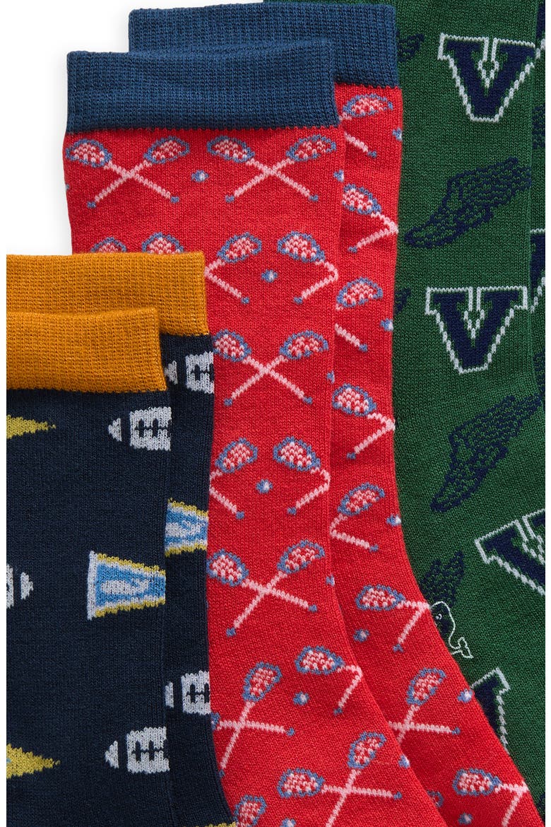 Kids' Assorted 3-Pack Varsity Icons Socks, Alternate, color, RED MULTI