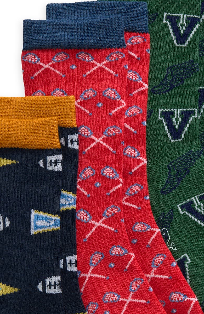vineyard vines Kids' Assorted 3-Pack Varsity Icons Socks, Alternate, color,