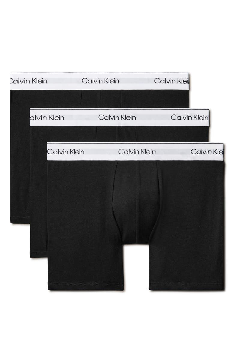 Calvin Klein Icon 3-Pack Stretch Cotton Boxer Briefs, Main, color, Black/ Black