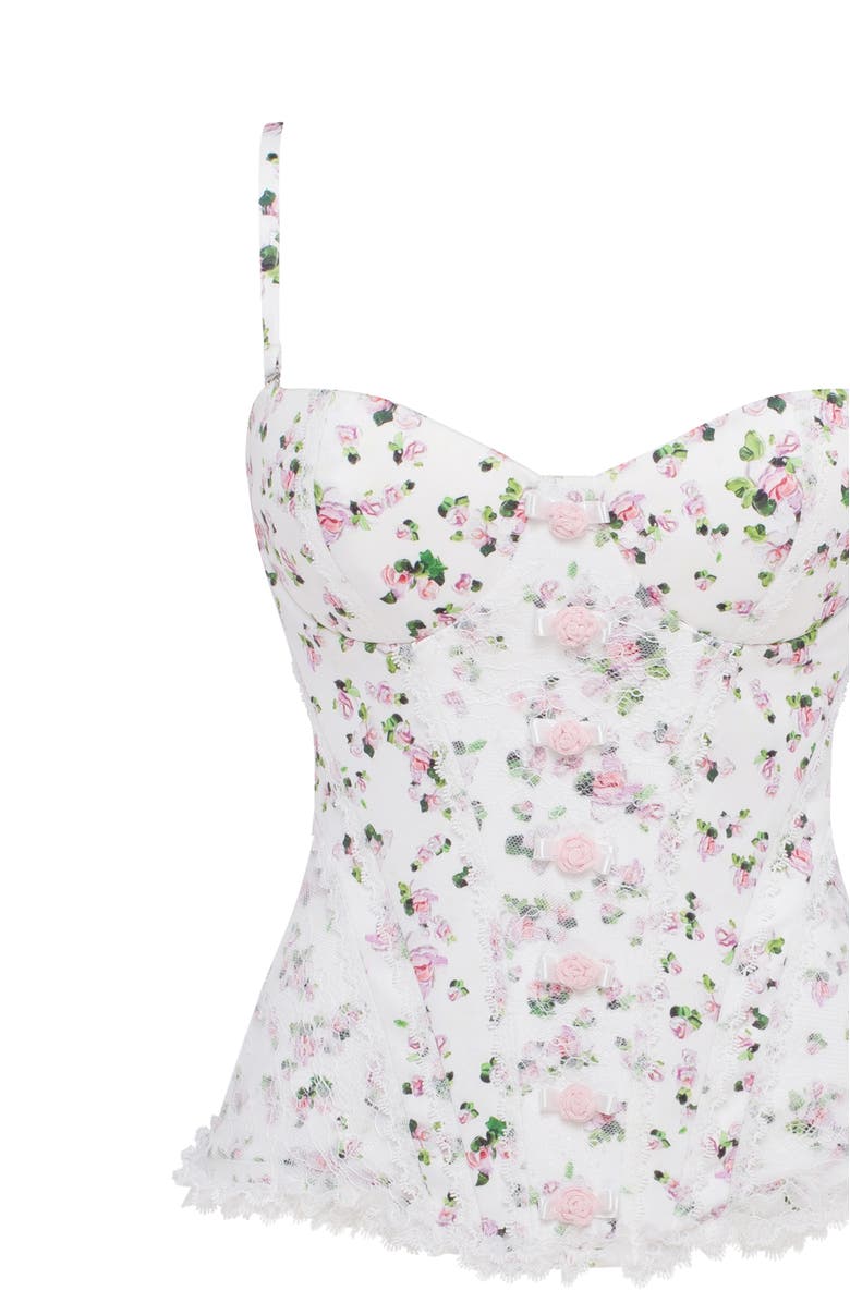 Milla Romantic Corset With Rosebud Appliques, Alternate, color, Apple Blossom