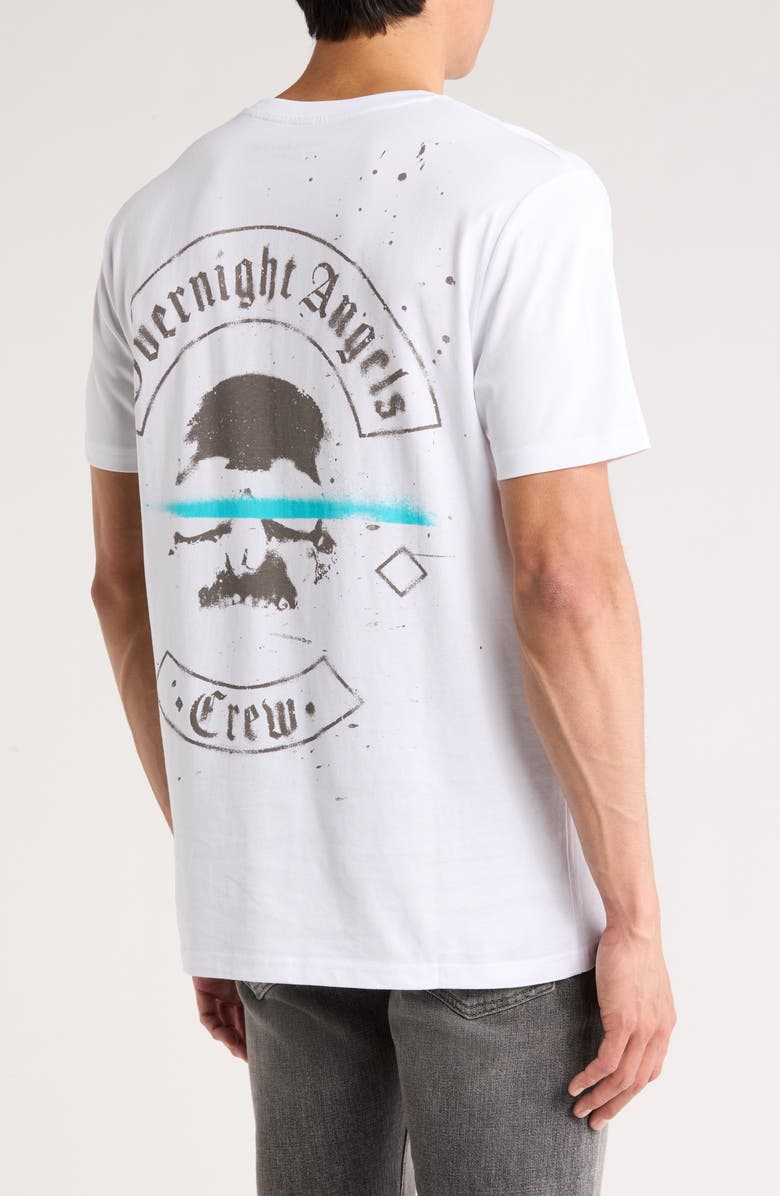 OVERNIGHT ANGELS CREW Blue Graffiti Skull Organic Cotton Graphic T-Shirt, Alternate, color,