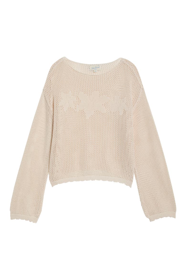 Juli Floral Boat Neck Openwork Top, Alternate, color, IVORY