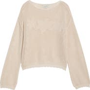 PacSun Juli Floral Boat Neck Openwork Top