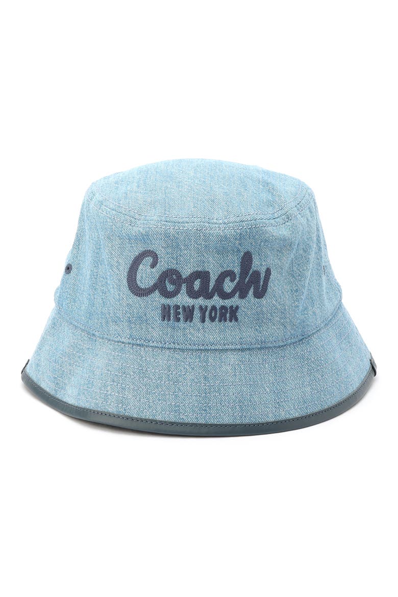 Embroidered Logo Denim Bucket Hat, Main, color, INDIGO
