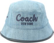 COACH Embroidered Logo Denim Bucket Hat