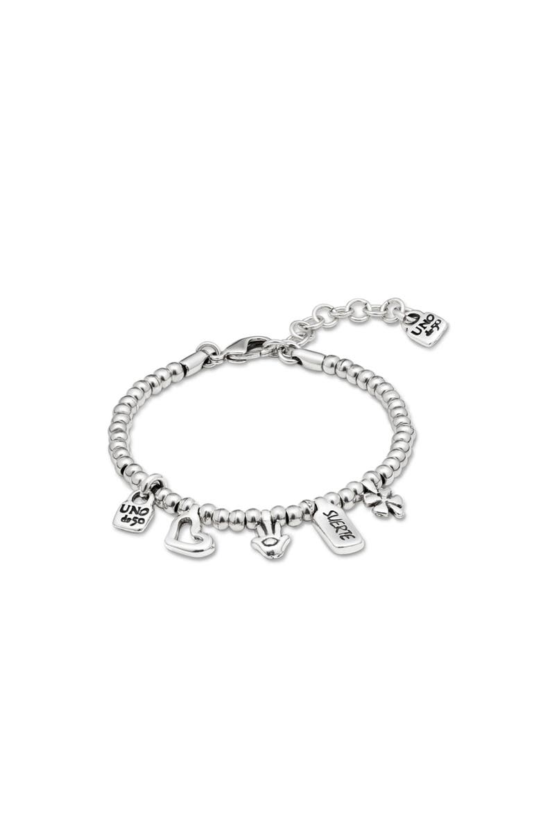 UNODE50 Sterling silver-plated beaded bracelet with charms, Main, color, Silver