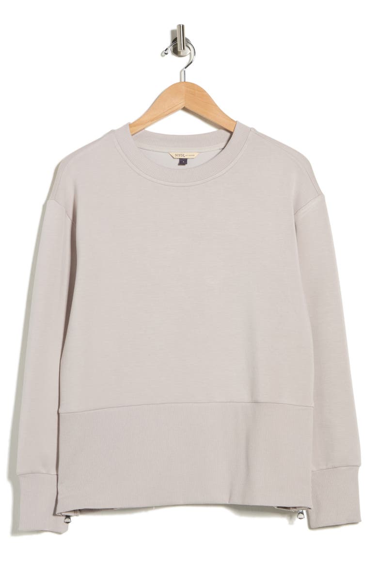 NYDJ Scuba Fleece Crewneck Sweatshirt, Main, color, Shadow Rock