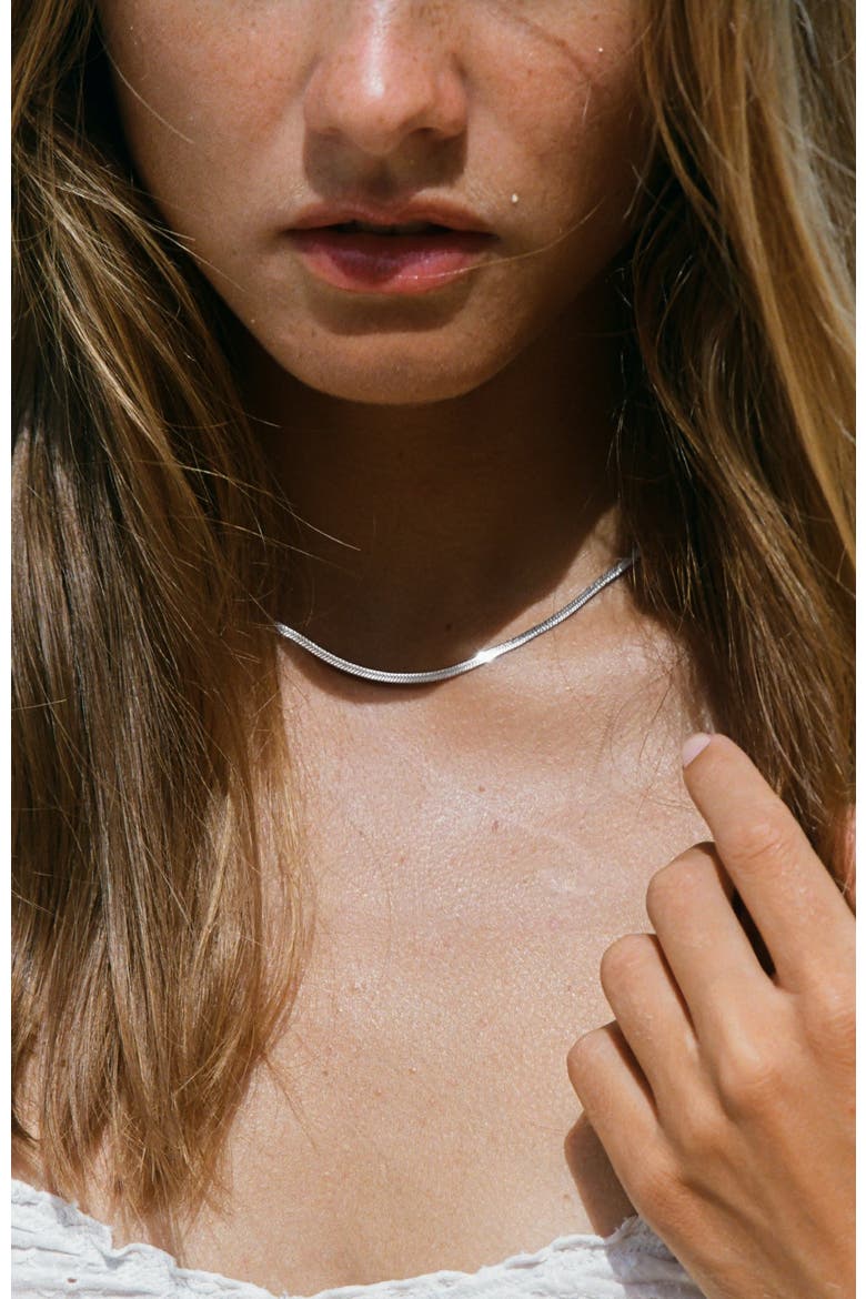 Kauai Herringbone Choker, Alternate, color, Silver