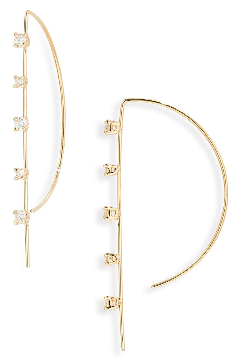 Solo Diamond P Hoop Earrings, Main, color, YELLOW