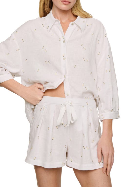 Eberjey Relaxed Tie Waist Linen Blend Shorts In White