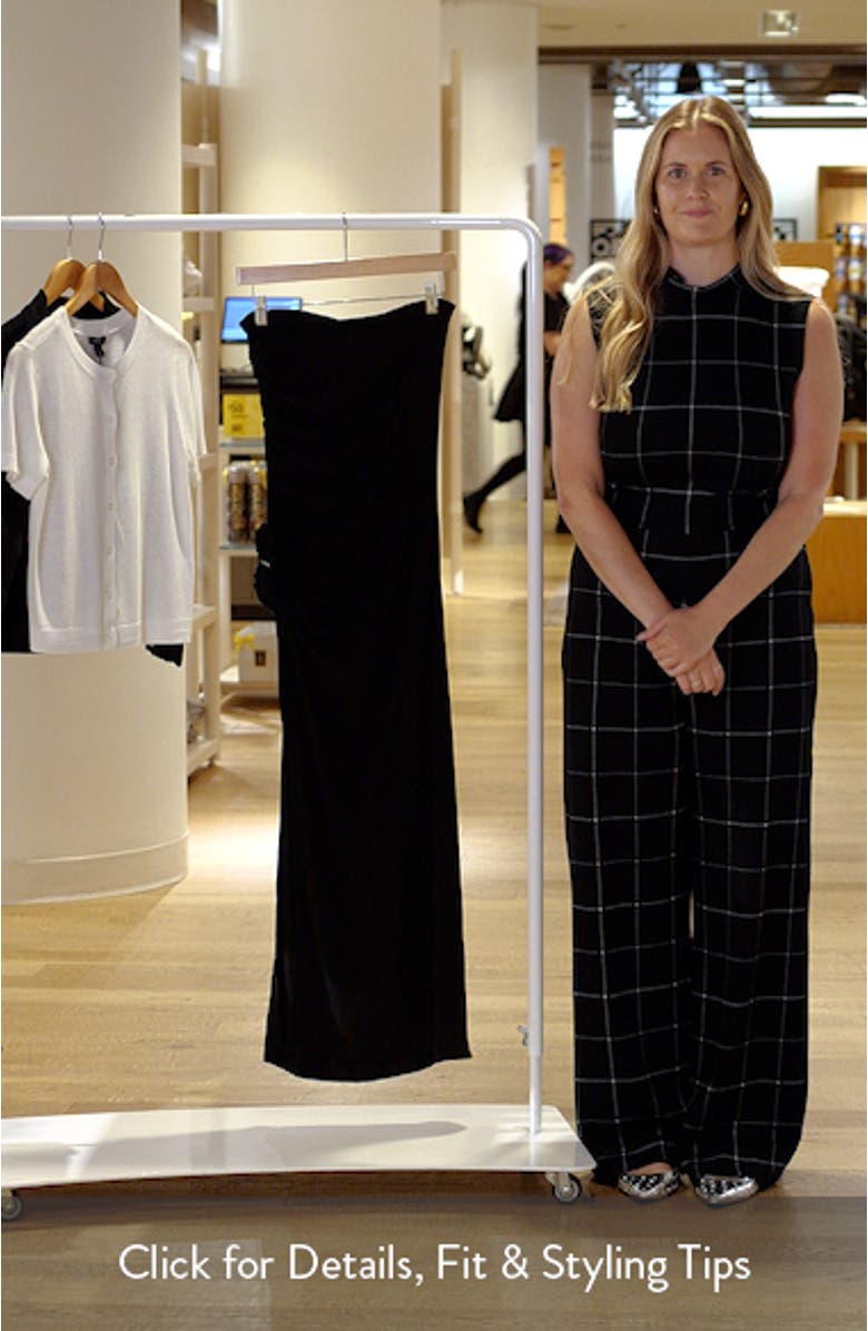 Sage Strapless Ruched Column Dress, sales video thumbnail