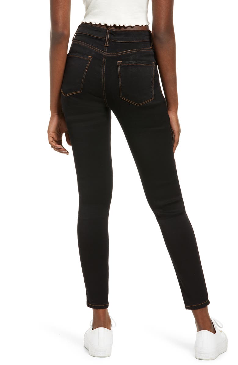 SEE THRU SOUL Ellie High Waist Ankle Skinny Jeans, Alternate, color, Black