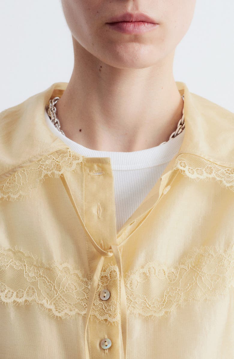 & Other Stories Lace Trim Button-Up Shirt, Alternate, color, Light Yellow