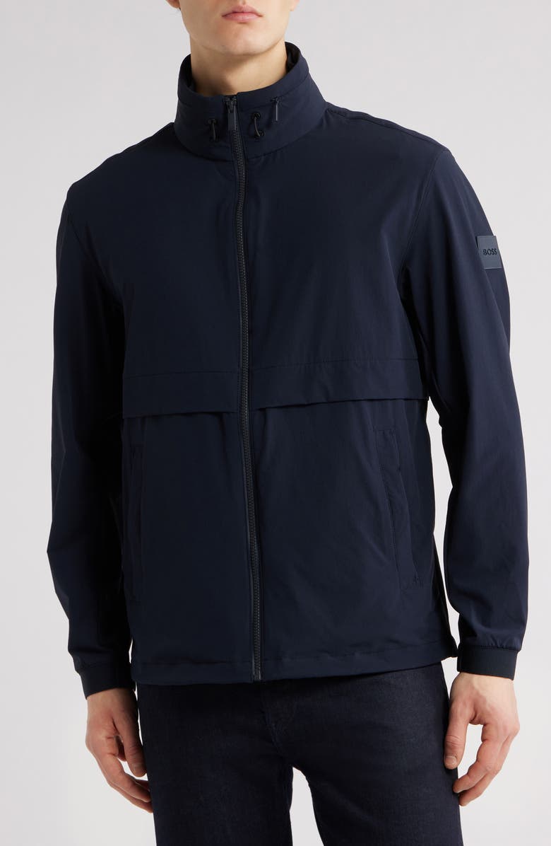 BOSS Caldar Hooded Zip-Up Jacket, Alternate, color, Dk Bu
