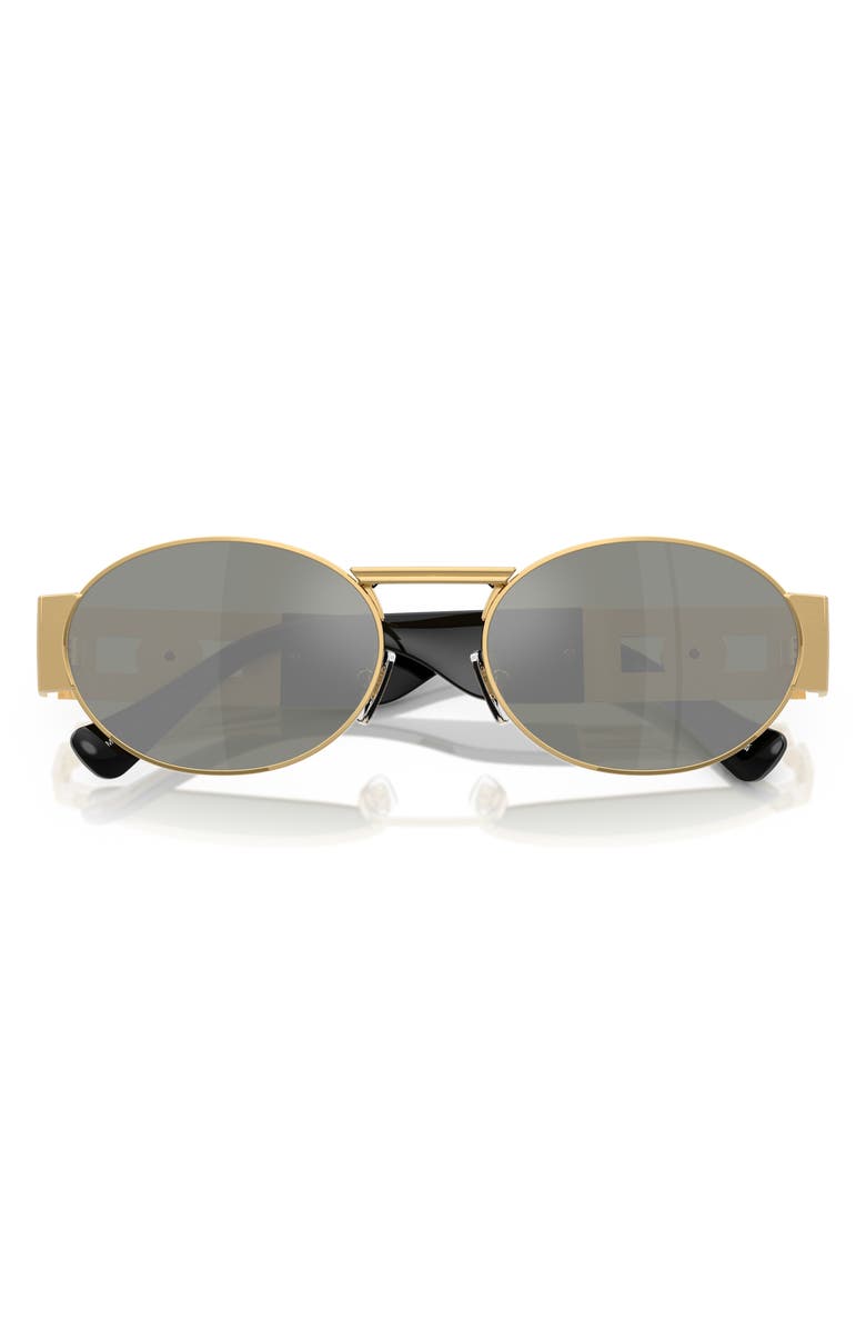 Versace 56mm Oval Sunglasses, Alternate, color, Gold / Green Mirror Silver