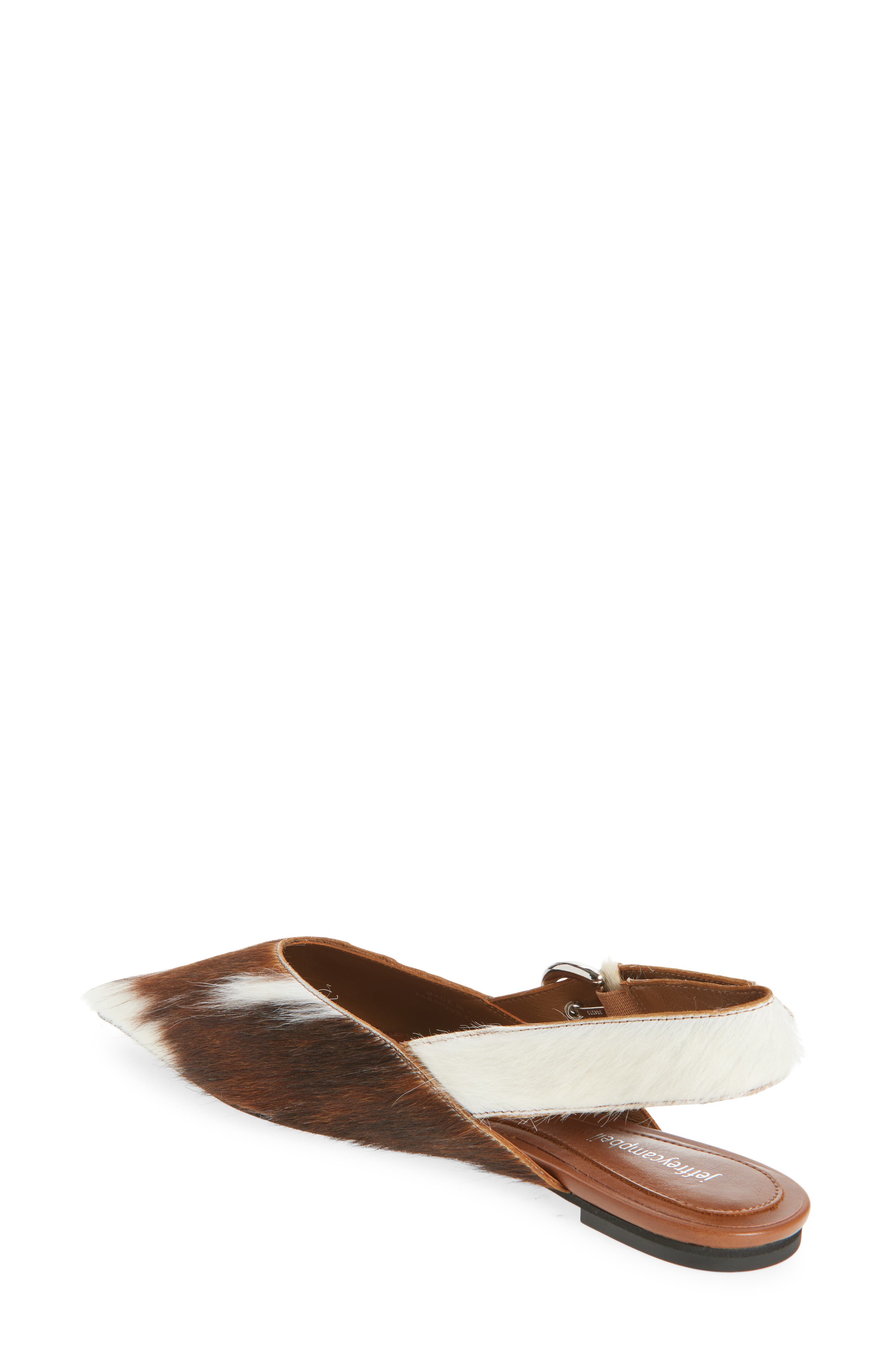 Jeffrey Campbell Scone Genuine Calf Hair Slingback Flat, Alternate, color, Tan White Longhair