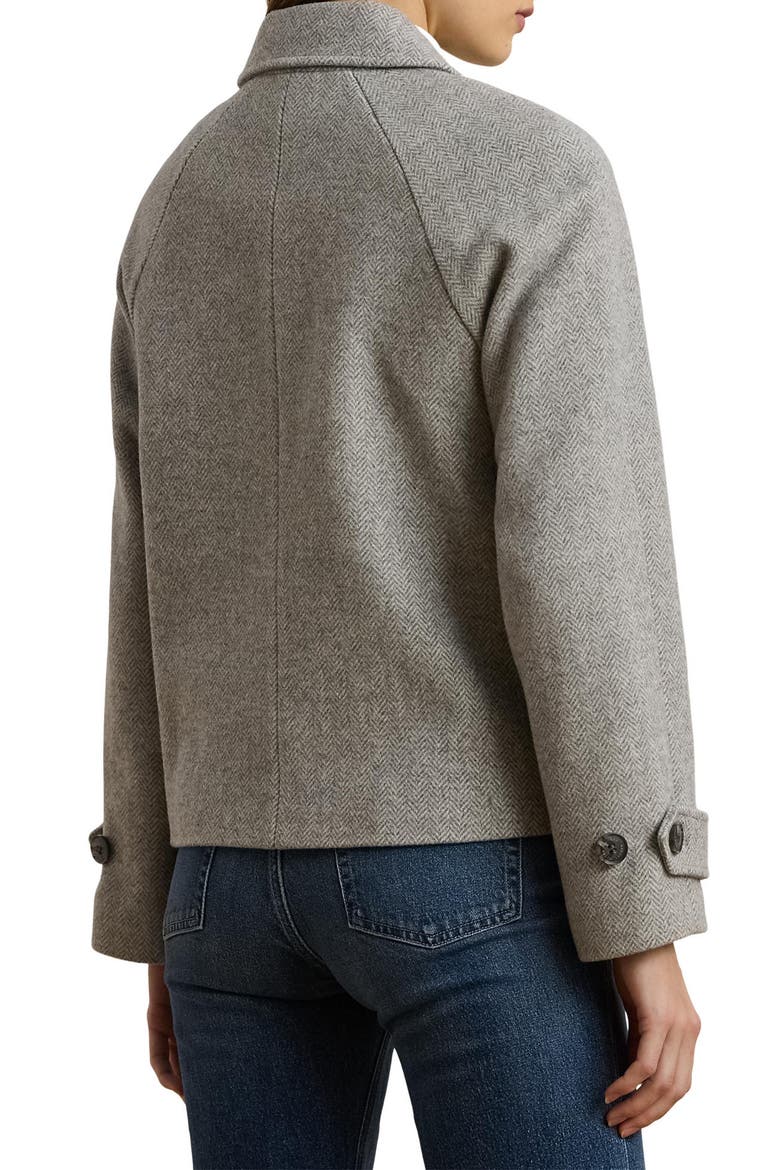 Herringbone Crop Wool Blend Peacoat, Alternate, color, GREY CREAM HERRINGBONE