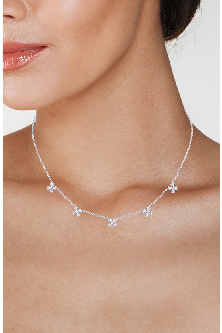 Pear Cubic Zirconia Daisy Shaker Necklace, Alternate, color, CLEAR/ SILVER