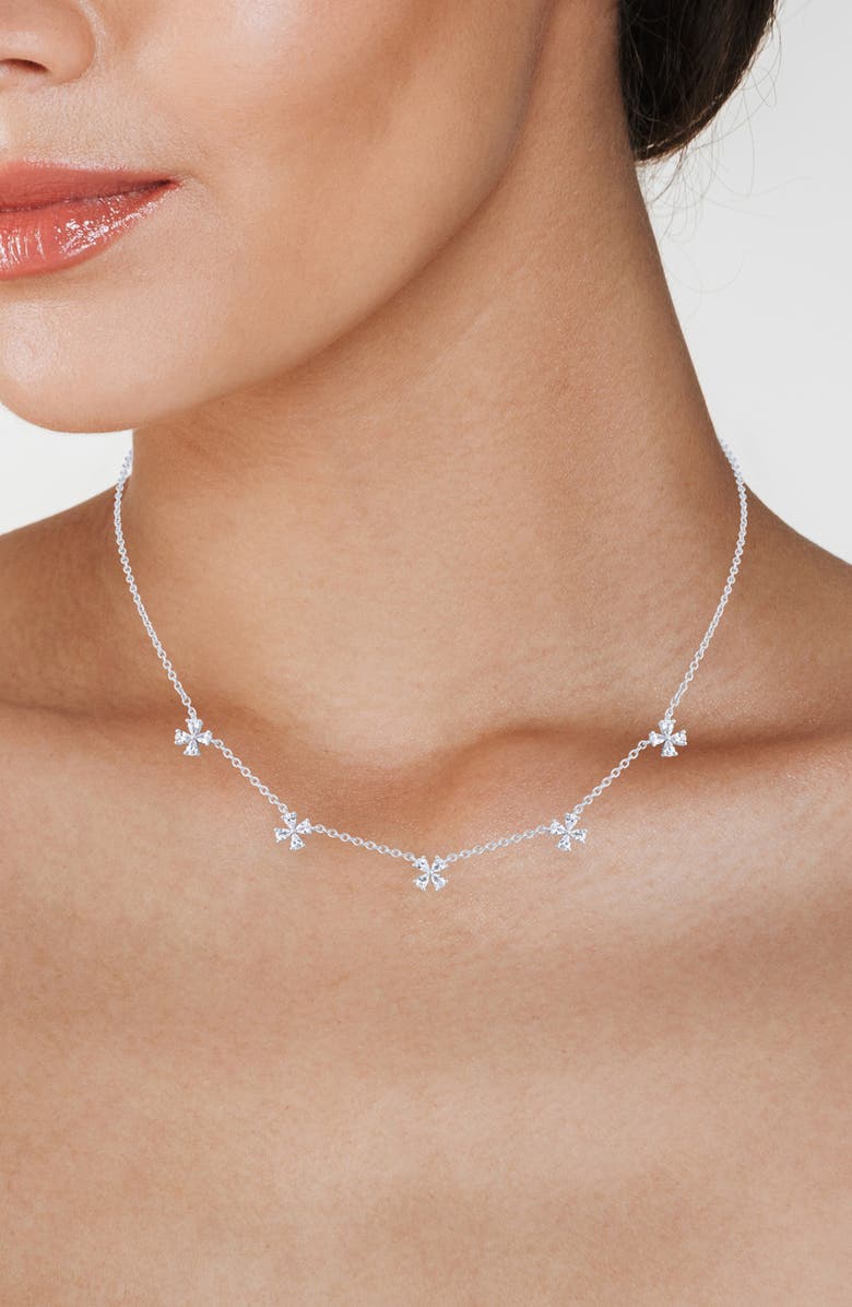 CZ by Kenneth Jay Lane Pear Cubic Zirconia Daisy Shaker Necklace, Alternate, color, 