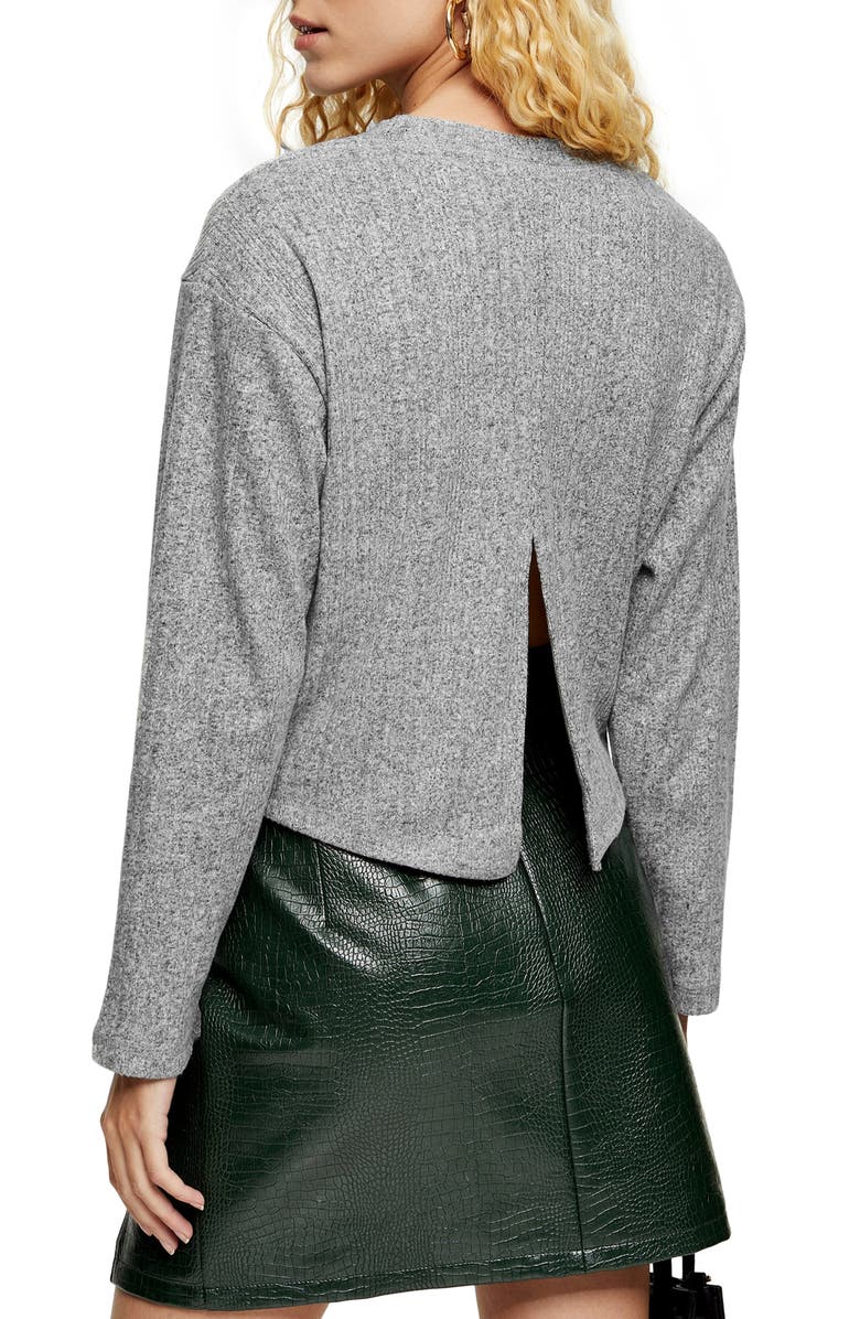 Topshop Split Back Cut & Sew Sweater, Alternate, color,