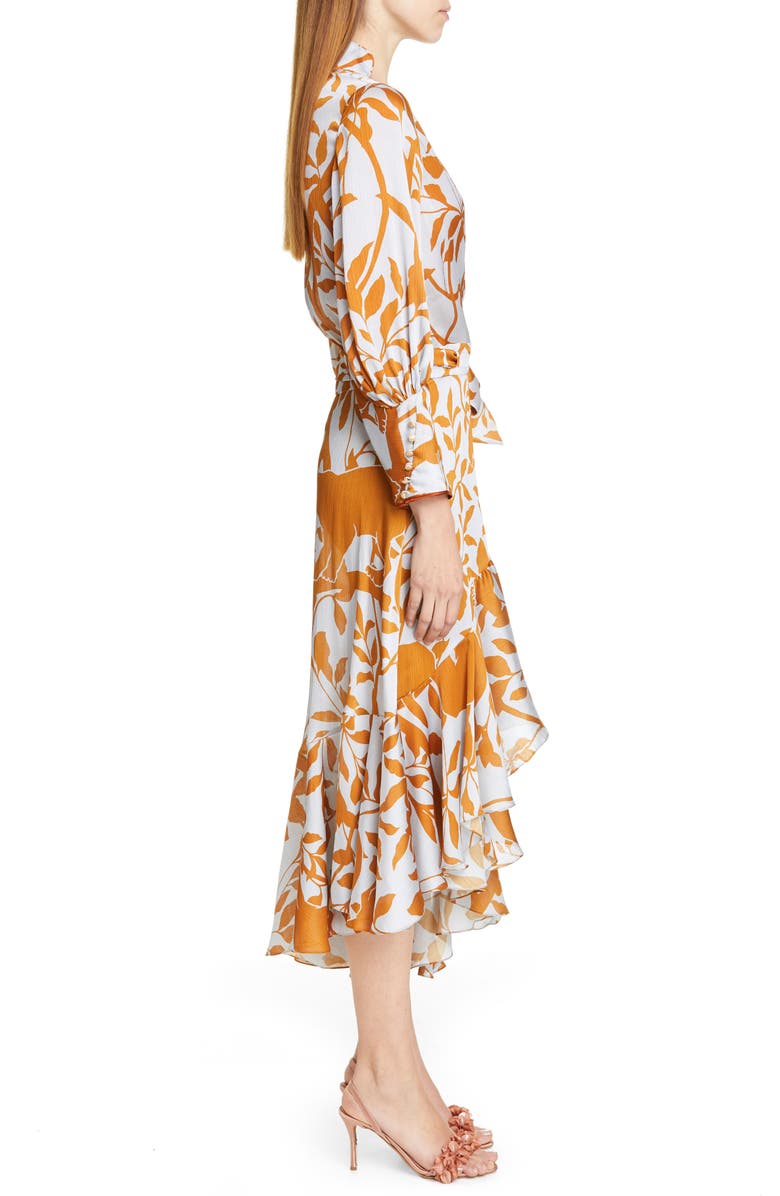 Johanna Ortiz Jaguar Silhouette Asymmetrical Georgette Wrap Dress, Alternate, color, 