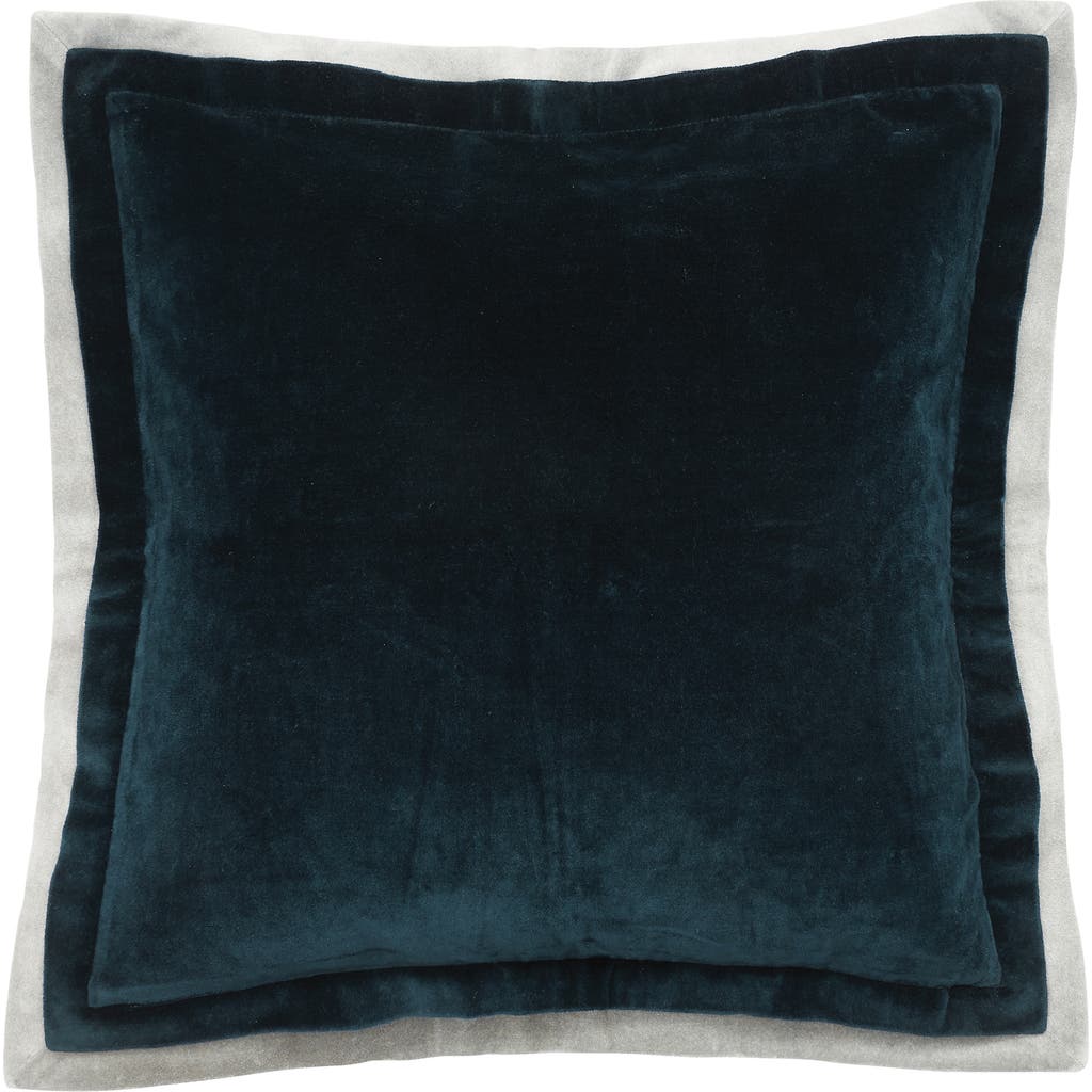 Elisabeth York Sancia Solid Ink Blue With Trim Velvet Decor Throw Pillow, 20" X 20" Cover And Insert In Blue