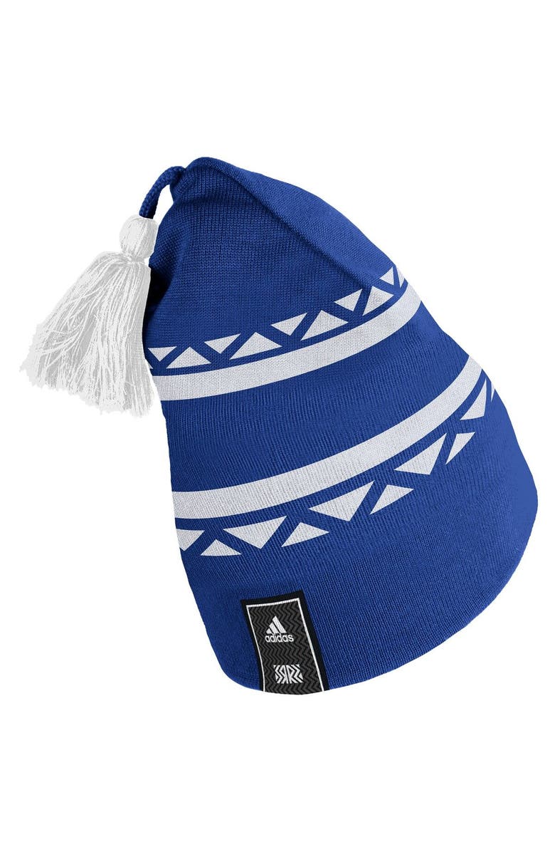 adidas Men's adidas  Royal Toronto Maple Leafs Reverse Retro 2.0 Pom Cuffed Knit Hat, Alternate, color, 
