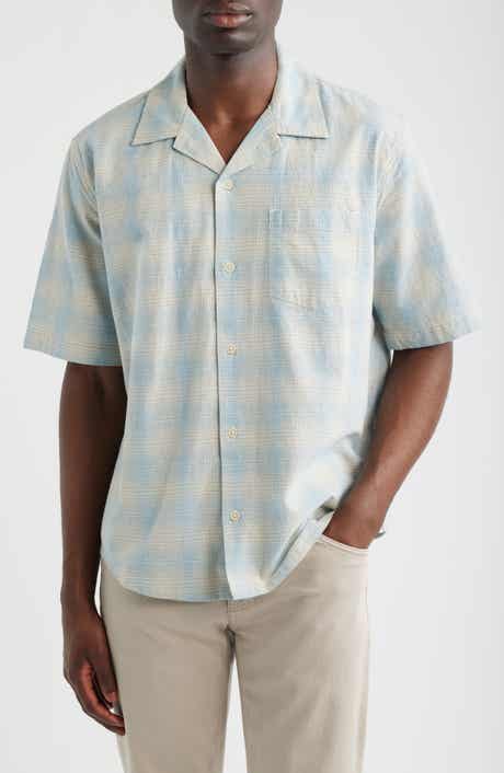 Plaid Short Sleeve Cotton & Linen Camp Shirt