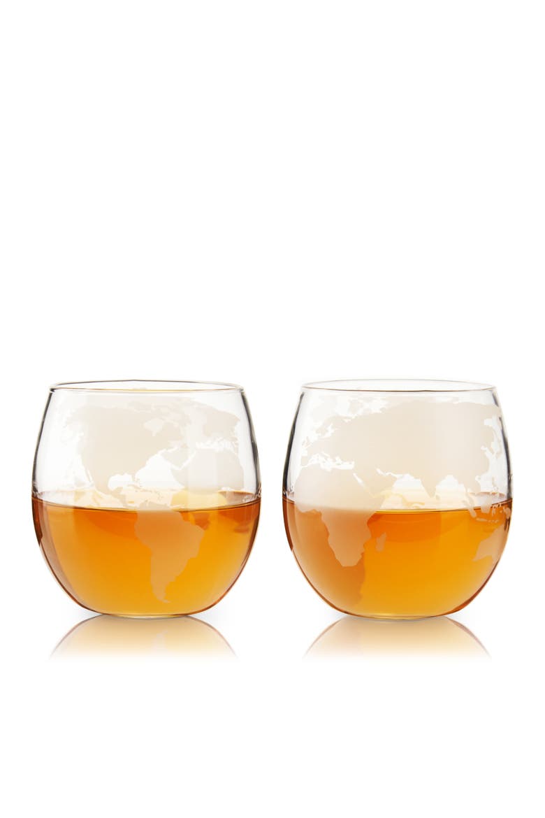 Globe Whiskey Tumblers Set of 2, Alternate, color, Clear