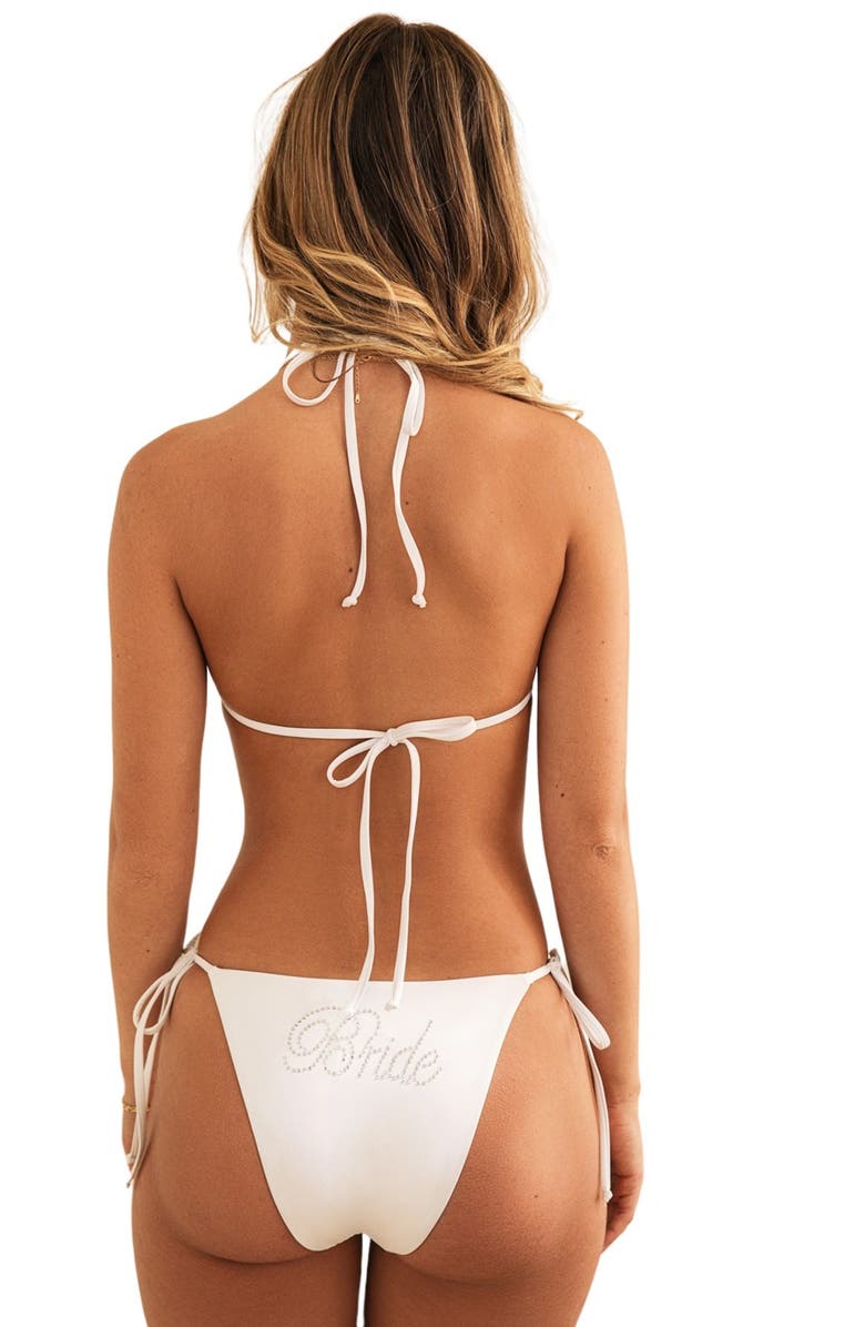 Dippin Daisys Palm Tie Back Triangle Bikini Top, Alternate, color, White