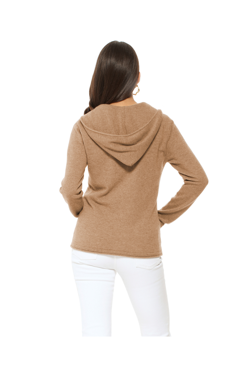 Pure Cashmere Double Zip Hoodie Sweater, Main, color, Camel