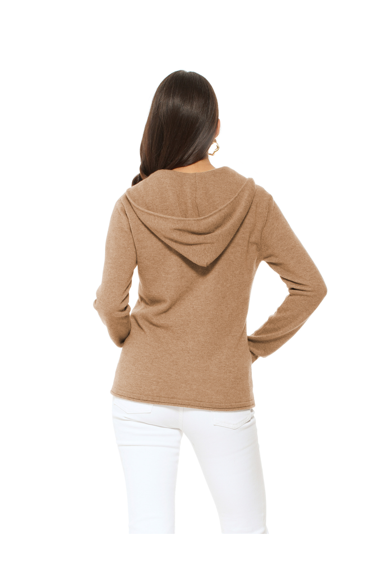 Monticelli Cashmere Pure Cashmere Double Zip Hoodie Sweater, Main, color, Camel