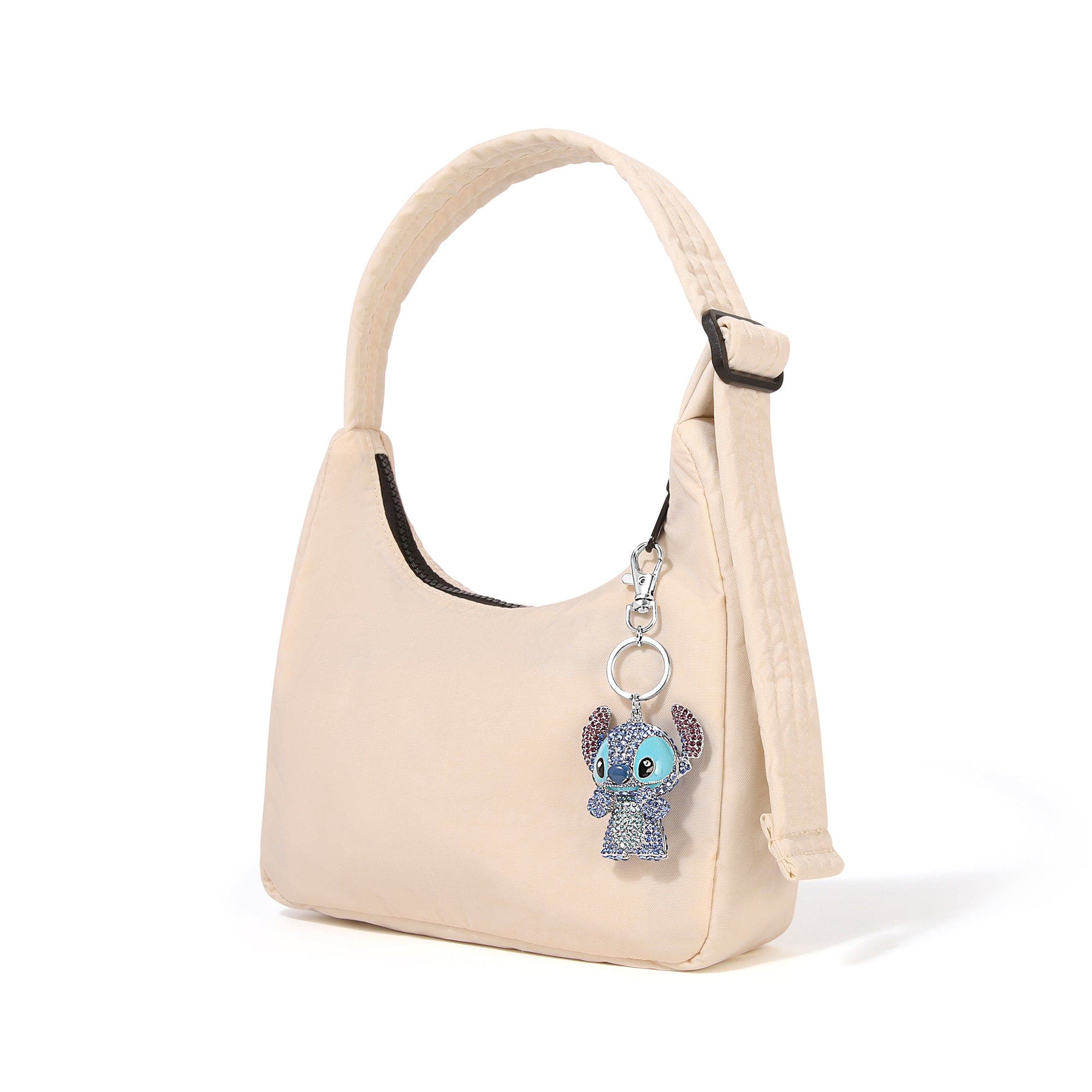 Disney Stitch Pave 3D Bling Keychain Bag Charm, Alternate, color, Blue, Silver