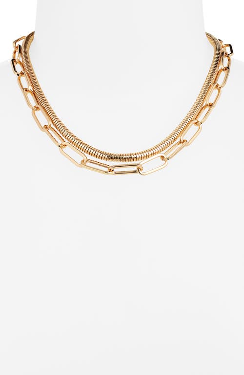 Nordstrom Set Of 2 Snake Chain & Paper Clip Link Necklaces In Gold