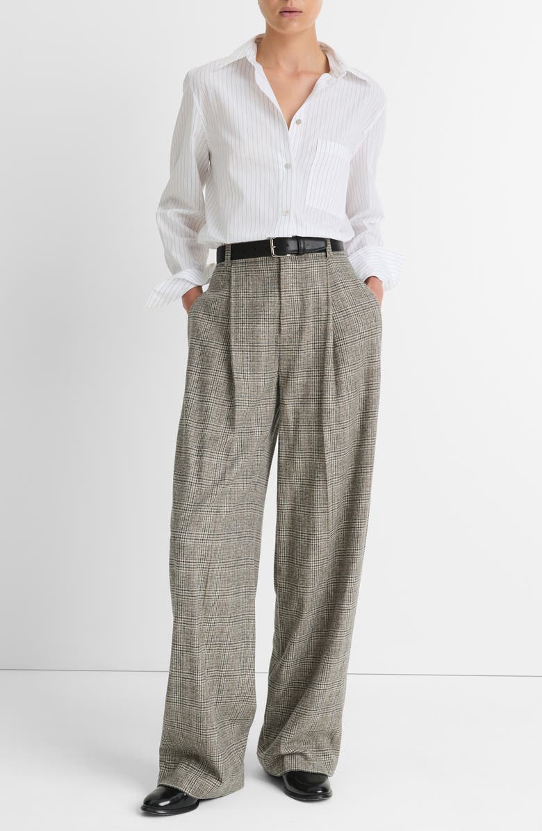 Vince Plaid High Waist Wool Blend Pants, Alternate, color, 