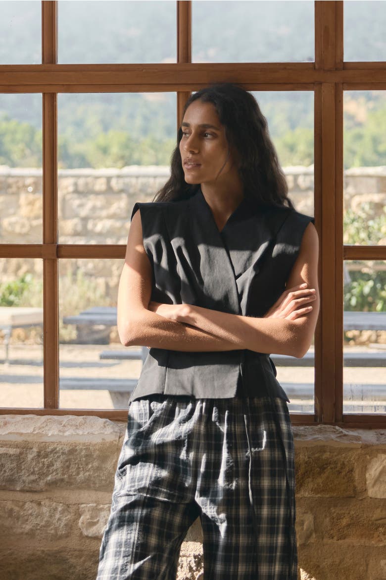 Leandra Tie-Wrap Vest, Alternate, color, Black
