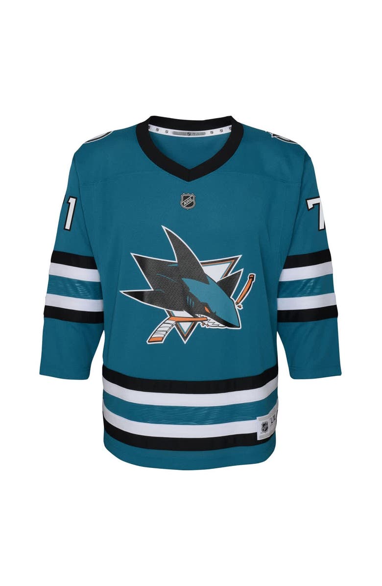 Outerstuff Youth Outerstuff Macklin Celebrini Teal San Jose Sharks Alternate Replica Player Jersey, Alternate, color, Teal