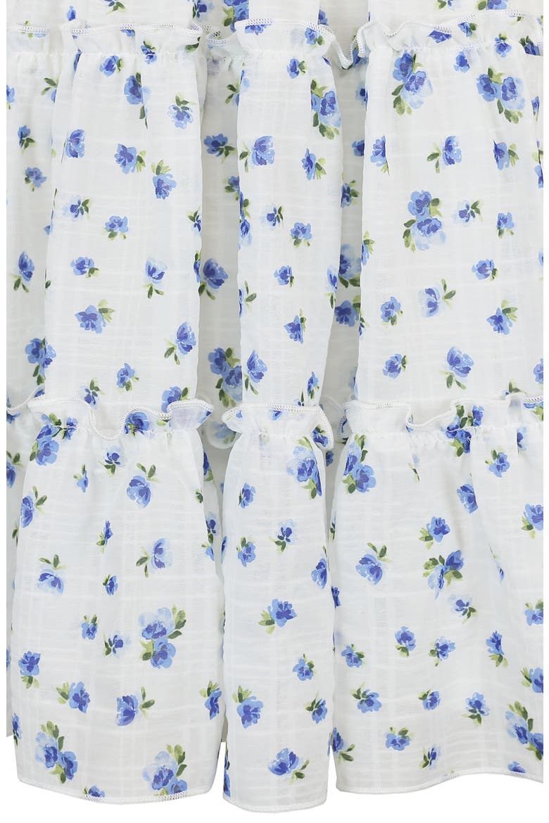Kids' Smocked Floral Chiffon Dress, Alternate, color, IVORY/ BLUE