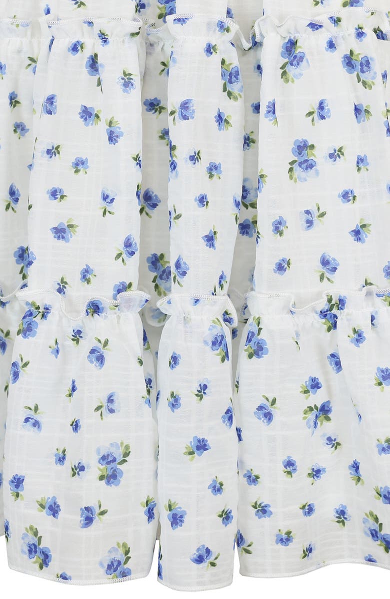 Zunie Kids' Smocked Floral Chiffon Dress, Alternate, color, Ivory/ Blue