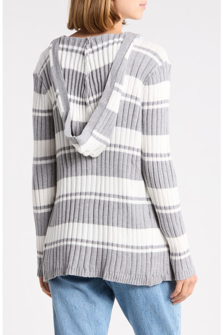 Striped Open Front Cardigan, Alternate, color, LIGHT GREY HEATHER COMBO