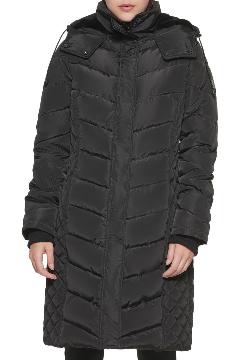 Kenneth Cole New York Heavyweight Fleece Lined Hood Quilted Puffer Jacket, Alternate, color, Black