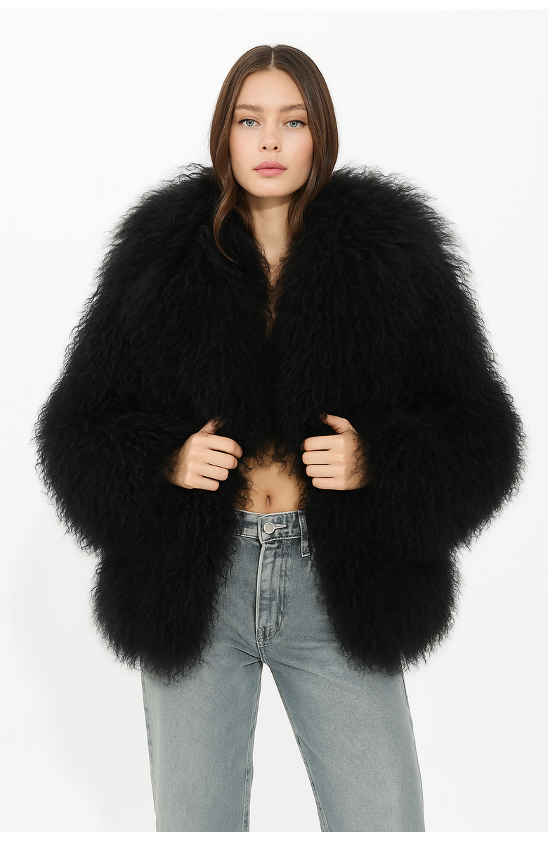 SPARKL UR FAMOUS  FUR COAT, Alternate, color, Black