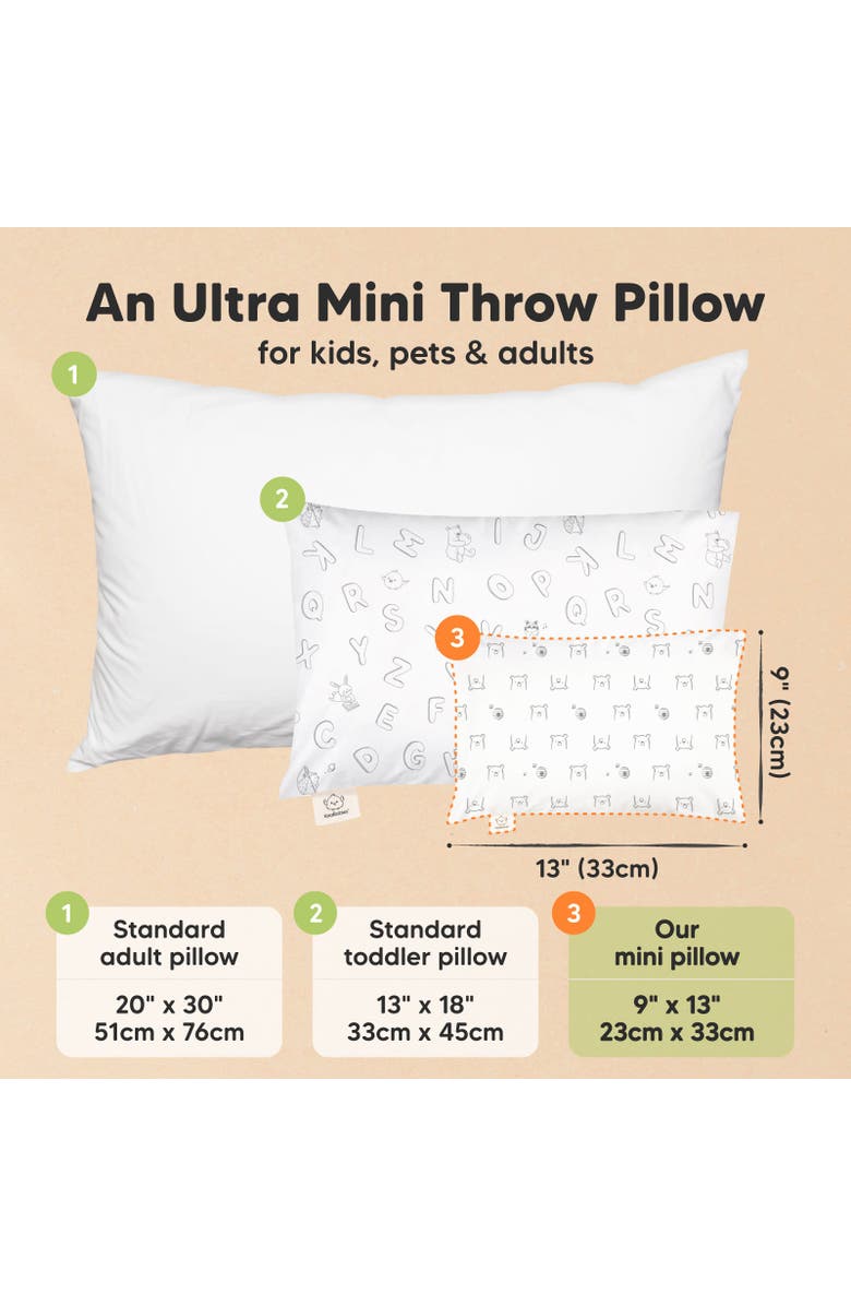 KeaBabies Mini Toddler Pillow With Pillowcase, Alternate, color, Bumble Bear