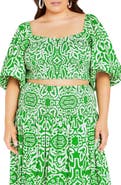 City Chic Hanna Printed Smocked Crop Top