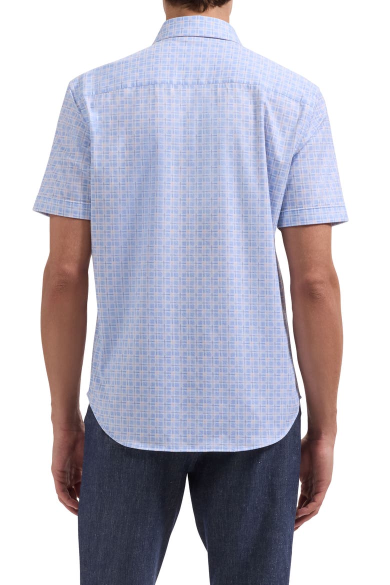 Miles OoohCotton® Check Print Short Sleeve Button-Up Shirt, Alternate, color, AIR BLUE