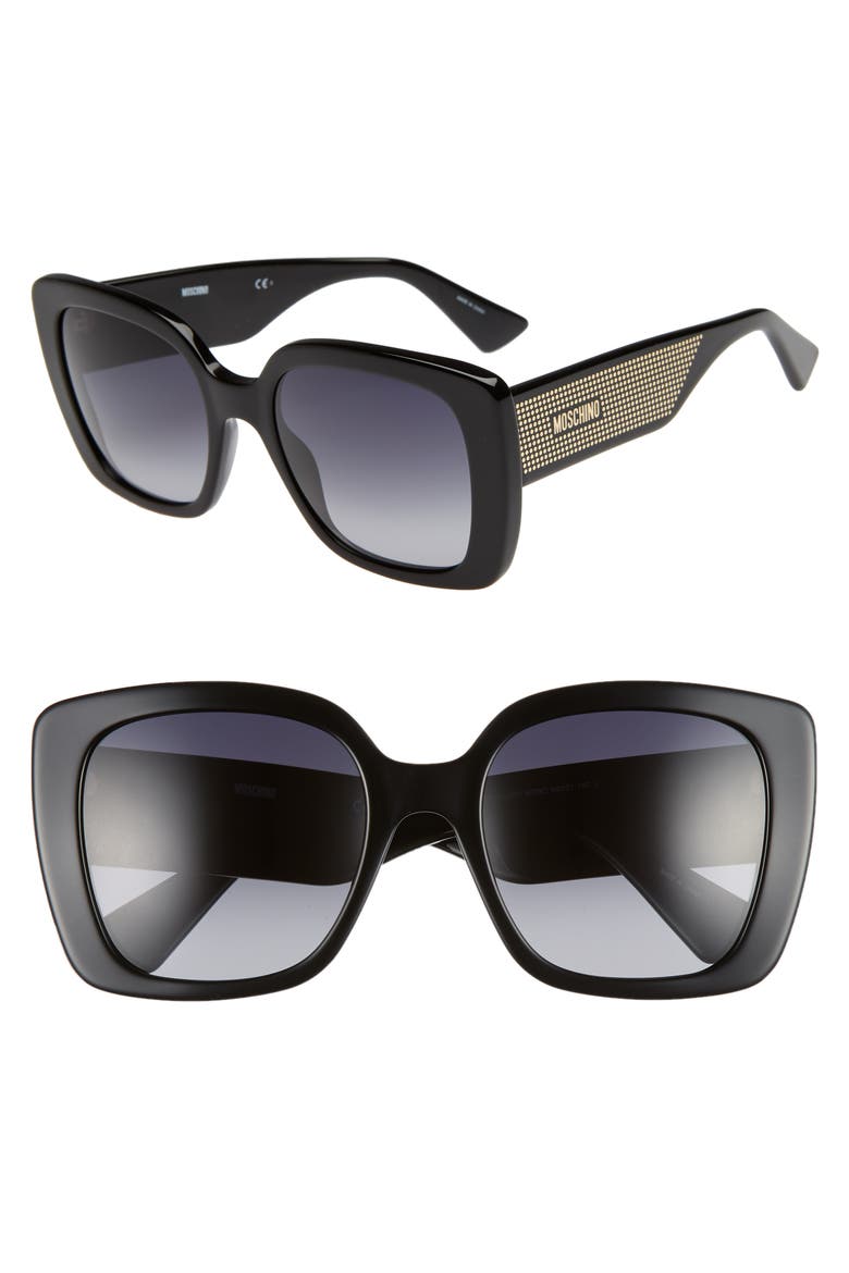 54mm Square Sunglasses, Main, color, BLACK
