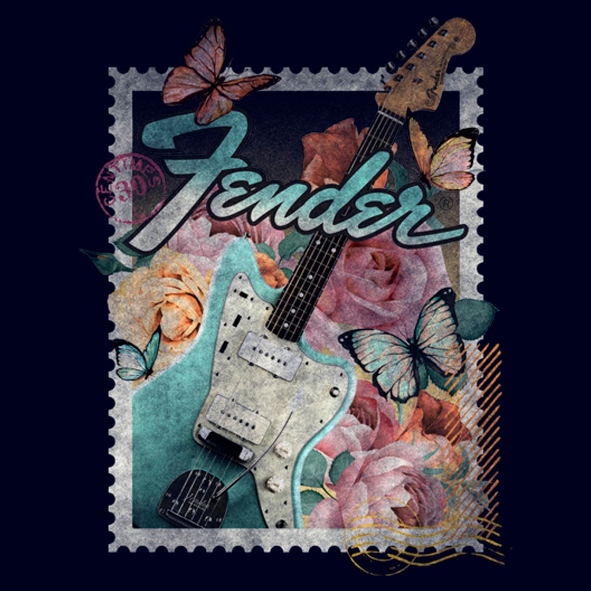 FENDER Men's Stamp Electric Guitar Short Sleeve Graphic T-Shirt (Men ...
