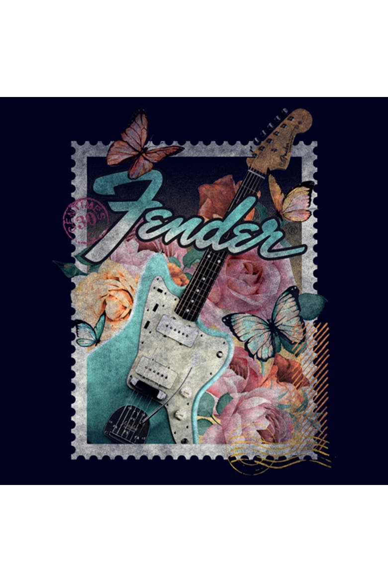 Men's Fender Stamp Electric Guitar Graphic T-Shirt, Alternate, color, Navy Blue
