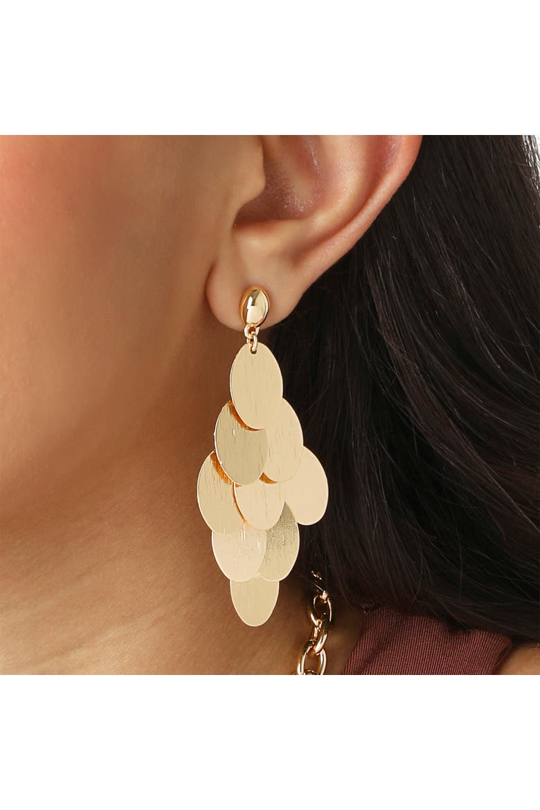 Dangling Petal Earrings Gold-Tone, Large Drop Earrings for Women, Alternate, color, Gold-Tone